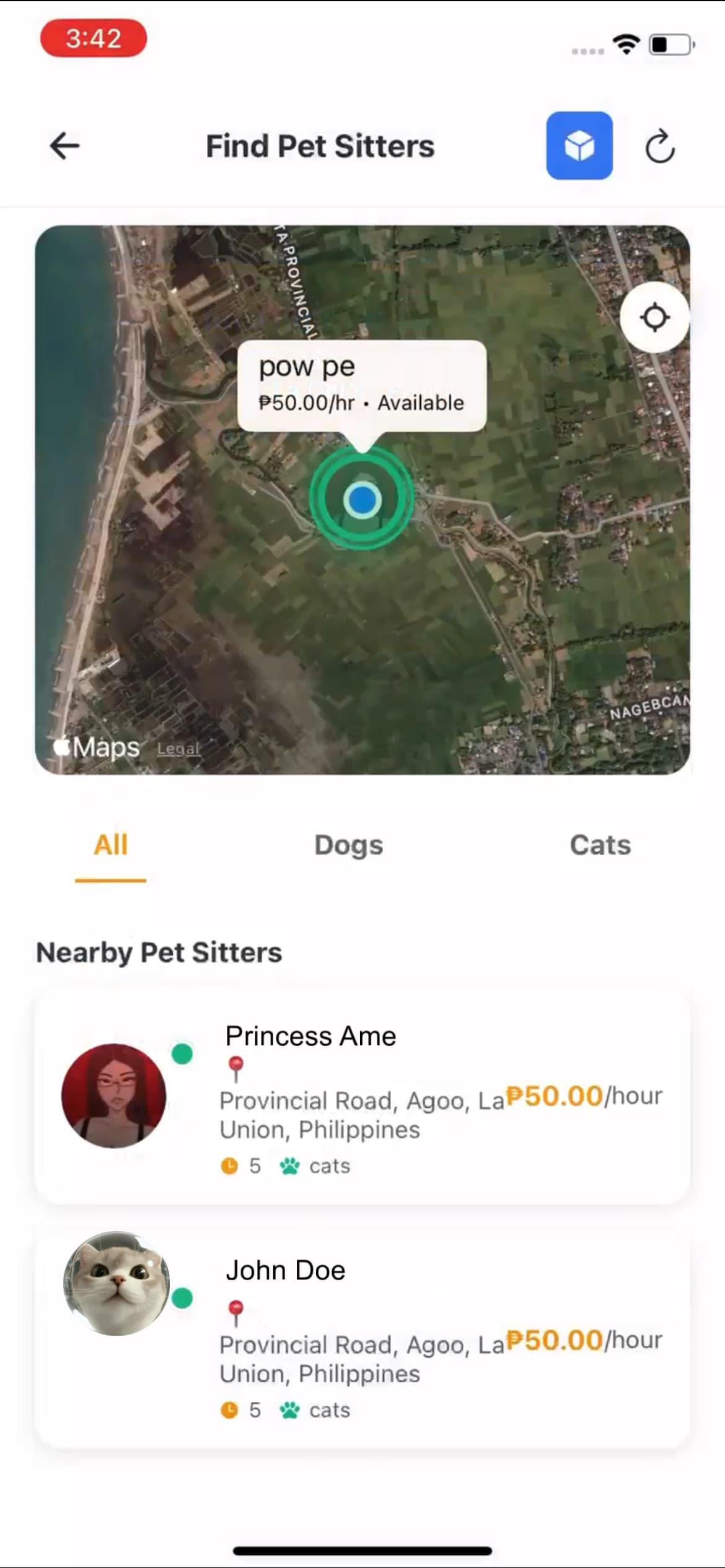 PetSit Connect app screen 2